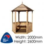 Pinehaven 2000x2600 Waihi Gazebo available at Gubba Garden Shed