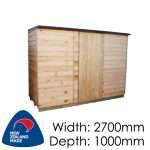 Pinehaven 2700x1000 Rimutaka Timber Garden Shed available at Gubba Garden Shed