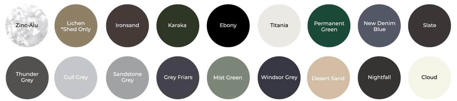 Coloursteel shed colours