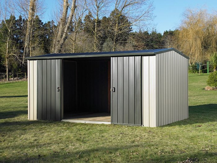 Duratuf Kiwi MK4A10m2 3876x2545 Garden Shed Doors Open